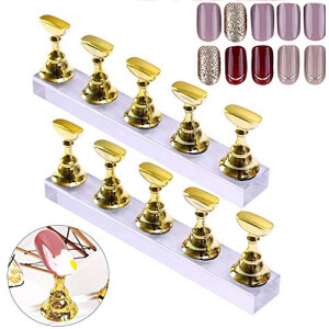2 Sets Golden Nail Tips Stand Holders
