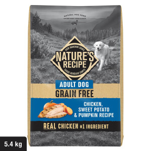 Nature's Recipe Adult Grain Free Chicken, Sweet Potato & Pumpkin Recipe Dog Food 5.4kg