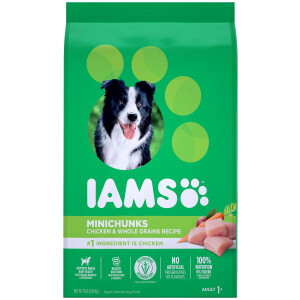 IAMS Adult Minichunks Dry Dog Food Chicken and Whole Grains Recipe 6.80kg (15LB)