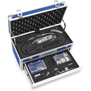 Versatile Rotary Tool Kit with Flex Shaft and Hard Storage Case