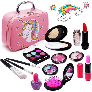 Unicorn Cosmetic Toy Girls Play Real Makeup Kit