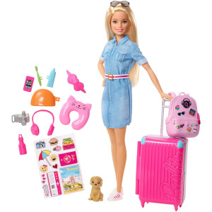 ​Barbie Travel Doll, Blonde, with Puppy