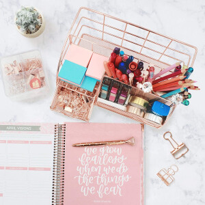 Rose Gold Desk Organizer for Women
