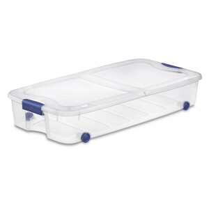 Sterilite Ultra™ 62 L Stadium Blue Wheeled Underbed Storage Box