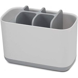 Joseph Joseph 70510 EasyStore Toothbrush Holder Bathroom Storage Organizer Caddy, Large, Gray
