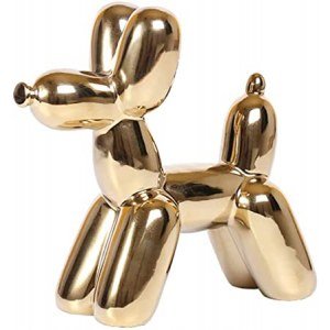 Balloon Dog Statue Deco, BOPART Ceramic Small Animal Figurines Accent Home Decor Sculpture Ornaments for Living Room, Bedroom, Office, Store Desktop Shelf
