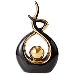 Home Decor Modern Abstract Art Ceramic Statue, Table Decorations for Living Room, Decorations for Living Room, Statues for Home Decor, Black and Gold Living Room Decor, Great Gift Idea 12.8" High