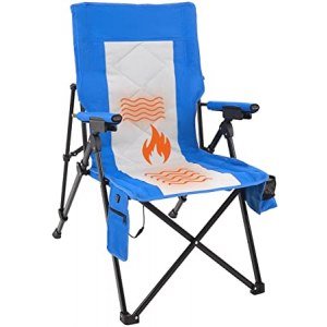 JPNTOYE Heated Camping Chair, 3 Recline Position Hard Arm Folding Camp Chair, Sports Chair USB Heated on Seat and Back with Large Travel Bag/Camping Mat,Pockets,Cup Holder, Battery Not Included