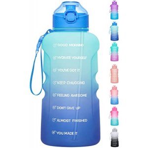 MEITAGIE Water Bottles with Time to Drink,1 Gallon/128oz Water Bottle with Time Marker & Straw,Leakproof BPA Free Water Jug for ?Fitness Gym Camping Outdoor Sports