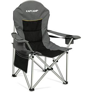 Camping Folding Chair Oversized for Outdoor: Heavy Duty Foldable Camp Chair Outside for Adults - Collapsible Padded Lightweight Sports Lawn Chair 400lbs