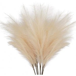ZIFTY 7-Pcs 38"/3.1FT Faux Pampas Grass Large Tall Fluffy Artificial Fake Flower Boho Decor Bulrush Reed Grass for Vase Filler Farmhouse Home Wedding Decor (Beige)