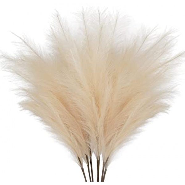 ZIFTY 7-Pcs 38"/3.1FT Faux Pampas Grass Large Tall Fluffy Artificial Fake Flower Boho Decor Bulrush Reed Grass for Vase Filler Farmhouse Home Wedding Decor (Beige)
