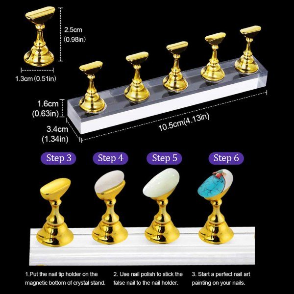 2 Sets Golden Nail Tips Stand Holders - Image 3