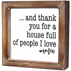 MACVAD Rustic Torched Wood Small Box Sign for Home Decor,Freestanding Thank You Sign for Kitchen,Square Wood Block Sign Table Decor,6" x 6" x 1.57"
