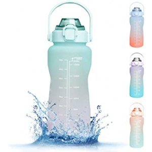 LAMONKE Large Half Gallon/64oz Water Bottle with Straw, Leakproof Tritan BPA Free Water Jug, Ensure You Drink Enough Water Daily for Fitness,Gym and Outdoor Sports?Green?