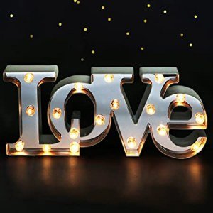 Bright Zeal 16" x 7" Large Love Decor for Bedroom LED Marquee Sign (Mirror Front) - Love Sign Light Home Decor for Wall and Table - Wedding Decorations Lights - Romantic Signs Valentines Day Decor