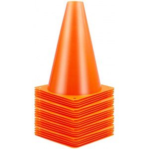 Xanllaxa 9 Inch Plastic Traffic Cones 25 Pack Soccer Cones,Sport Cones,Agility Field Marker Cones for Outdoor Activity & Festive Events-Orange