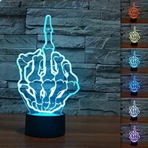 SUPERNIUDB Middle Finger Gesture Funny Home Decor Night Lamp 3D Switch LED Desk Light