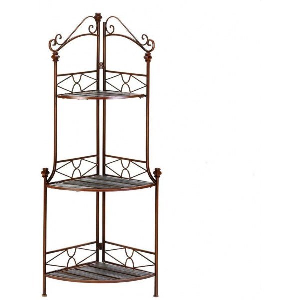 Rustic Corner Baker's Rack