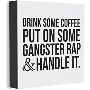 Barnyard Designs 'Gangster Rap' Box Sign, Quotes Wall Decor, Primitive Decor Office Desk Decorations for Women Office or Work, Home Accessories for Bathroom Shelf, Wooden Funny Signs with Sayings 8x8"