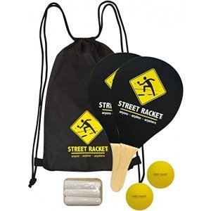 Street Racket 2 Player Racket Set - The Most Versatile, Fun and Easy Racket Game for in- and Outdoors - Free APP Included, Black / Yellow