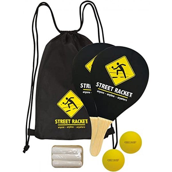 Street Racket 2 Player Racket Set - The Most Versatile, Fun and Easy Racket Game for in- and Outdoors - Free APP Included, Black / Yellow