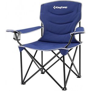 KingCamp Folding Camping Chair Oversized Portable Lawn Chair Padded Quad Chair with Cup Holder and Carry Bag, Heavy Duty Supports 300lbs for Outdoor, Fishing, Picnic, Sports, Blue