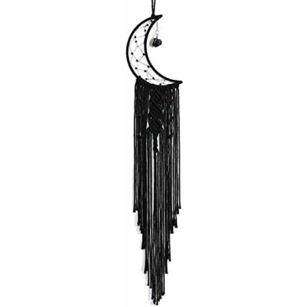 KHOYIME Dream Catcher Black Boho Decor with Crystal Stone Moon Dream Catchers for Bedroom Bohemian Home Decor Wedding Ornament Craft Gift