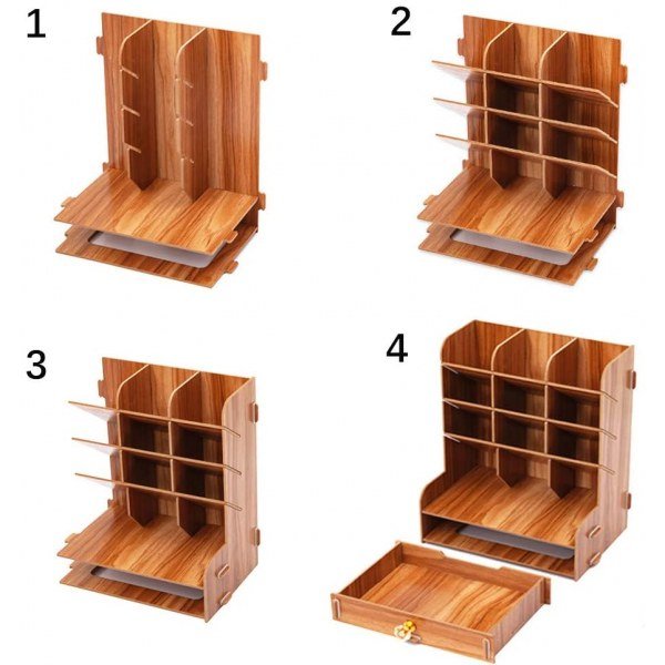 Ayane Wooden Desk Organizer, - Image 3
