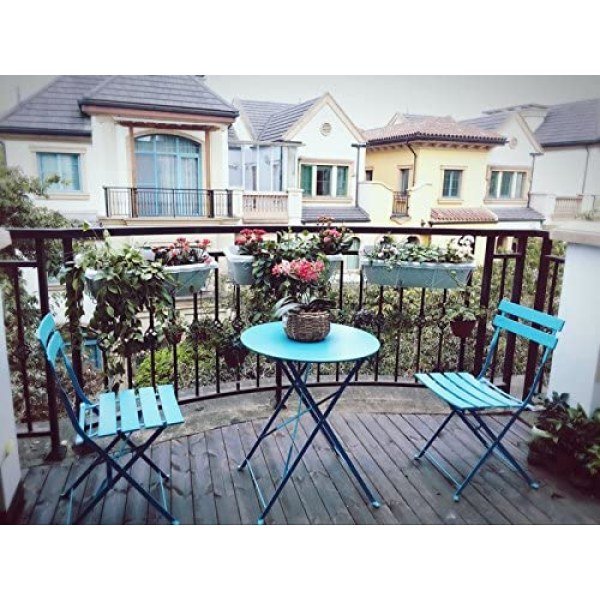 Steel Patio Bistro Set, Folding Outdoor Patio Furniture Sets - Image 3