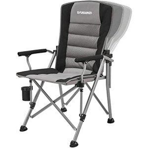 FUNDANGO Flexible Back Hard Arm Camping Chair,Folding High Back Padded Lawn Chair,Portable Heavy Duty Camp Chairs for Adults with Cup Holder for Outdoor Fishing Picnic Concert Sport Events,400LBS