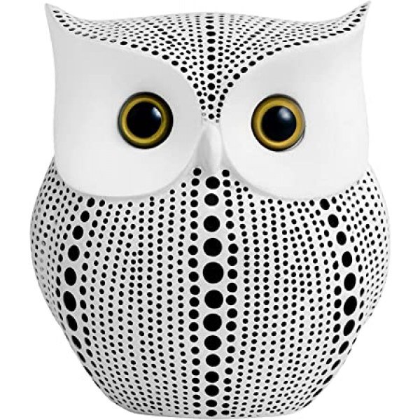 Owl Statue for Home Decor Accents Living Room Office Bedroom Kitchen Laundry House Apartment Dorm Bar, APPS2Car Little Crafted Buhos Decoration for Shelf Table Decor, BFF Gifts for Owls Lovers (White)