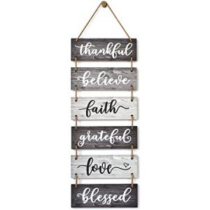 Buecasa Family Wall Decor Sign - Farmhouse Rustic Home Decoration for Living Room Bedroom - Inspirational Large Wall Hanging Plaque 6pcs 38x12 Inches