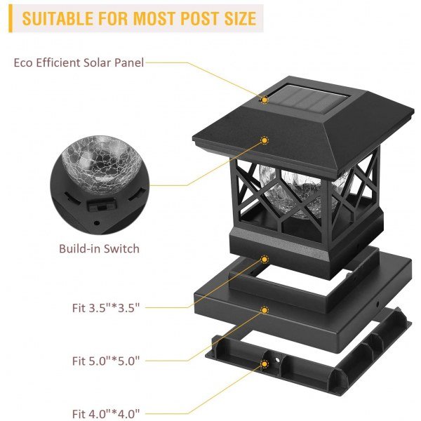 TWINSLUXES Solar Post Cap Lights Outdoor - Image 2