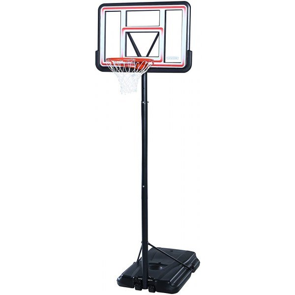 Pro Court Height Adjustable Portable Basketball System, 44 Inch Backboard, Red/White