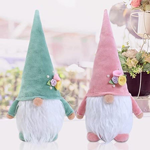 MYH DECO Pack 2 Spring Easter Gnome Holiday Decoration - Handmade Tomte Plush Gnomes,Swedish Christmas Gnome Plush, Home Decor Spring Easter Ornaments Tabletop Santa Figurines (12 inch)