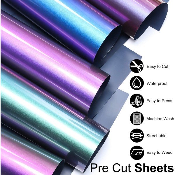 Chameleon Heat Transfer Vinyl Iron on Vinyl htv 12"×12" 10packs - Image 4