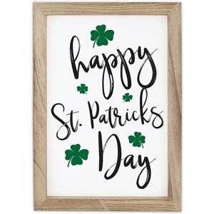 Farmhouse Wall Decor Signs For St Patricks Day Decorations and Easter With Interchangeable Sayings - Rustic 11x16? Wood Picture Frame with 10 Designs - Easy To Hang Indoor Decor For Your Home