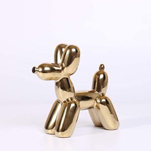 Ardax Gold Home D?cor Balloon Figurine Accent, Small Ceramic Animal Statue Handmade Sculpture Ornament (Dog)