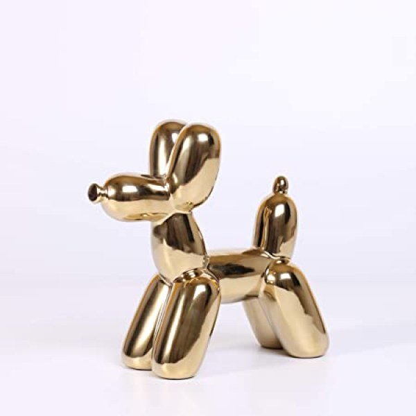 Ardax Gold Home D?cor Balloon Figurine Accent, Small Ceramic Animal Statue Handmade Sculpture Ornament (Dog)