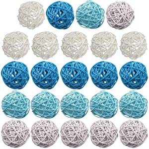 DomeStar Decorative Balls for Bowl Centerpiece, 24PCS Rattan Balls Wicker Balls Decorative Twig Orbs Spheres Bowl Fillers Vase Fillers Home Decor
