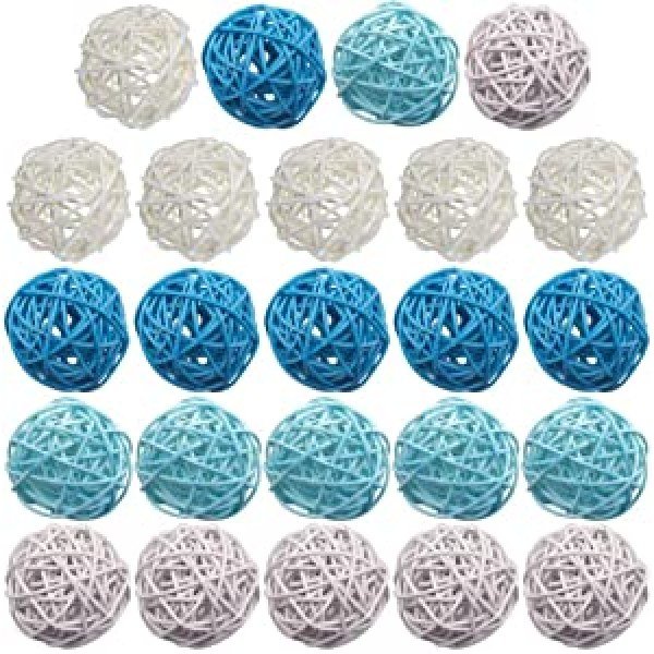 DomeStar Decorative Balls for Bowl Centerpiece, 24PCS Rattan Balls Wicker Balls Decorative Twig Orbs Spheres Bowl Fillers Vase Fillers Home Decor