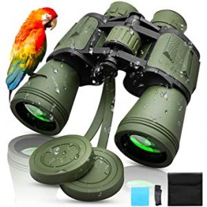 Binoculars for Adults - 20x50 Compact HD High Powered Binocular Low Light Night Vision Waterproof 26mm Large Field Binoculars for Bird Watching Stargazing and Planets Hunting Travel Outdoor Sports