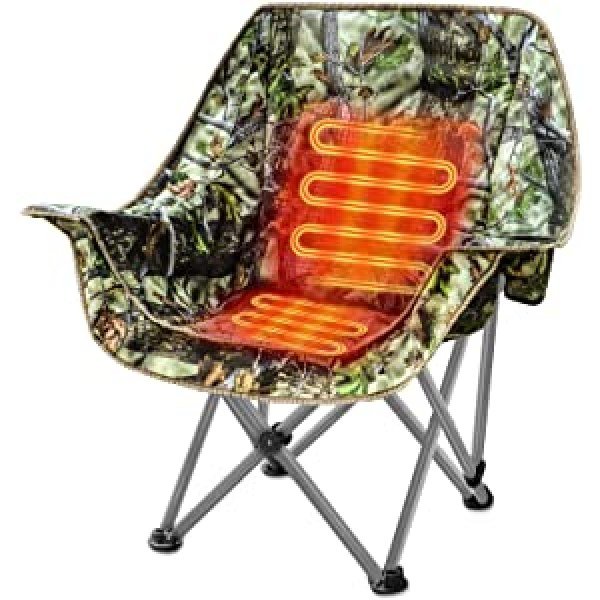 Heated Camping Chair, Portable Folding Blind Chair Heated Seat Camp Chair, 3 Level USB Heated Collapsible Padded Camping Hunting Chair for Outdoor, Beach, Picnics, Home