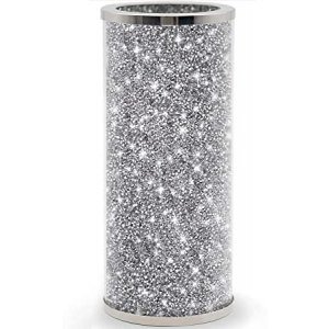 ZOLAPI Luxurious Crush Diamond Vase Crystal Silver Glass Stunning Decorative Vase Flower Luxury for Home D?cor. Can Hold Water.