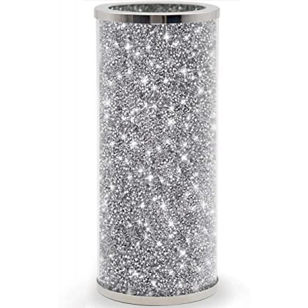ZOLAPI Luxurious Crush Diamond Vase Crystal Silver Glass Stunning Decorative Vase Flower Luxury for Home D?cor. Can Hold Water.