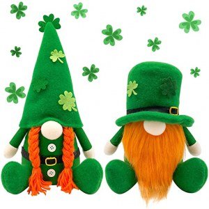St Patricks Day Decorations Gnome Plush Home Table Ornament Decor Green Irish Faceless St Patricks Day Gnome for St Patricks Day Gifts Faceless Dwarf Swedish Tomte Leprechaun (Rose Red)