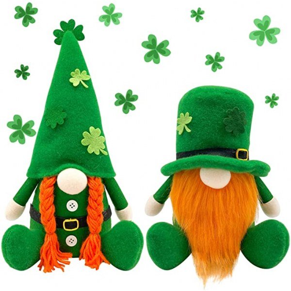 St Patricks Day Decorations Gnome Plush Home Table Ornament Decor Green Irish Faceless St Patricks Day Gnome for St Patricks Day Gifts Faceless Dwarf Swedish Tomte Leprechaun (Rose Red)
