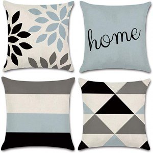JOJUSIS Modern Geometric Throw Pillow Covers Linen Home Decor 18 x 18 inch Set of 4 Home