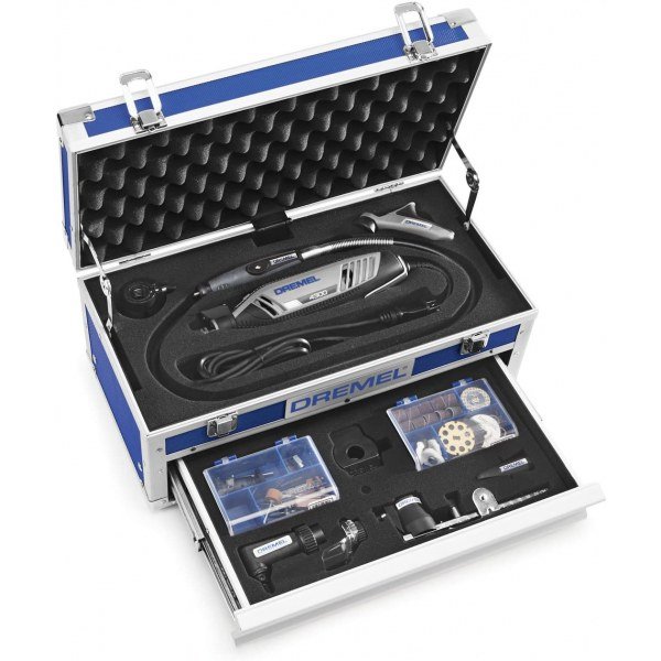 Versatile Rotary Tool Kit with Flex Shaft and Hard Storage Case